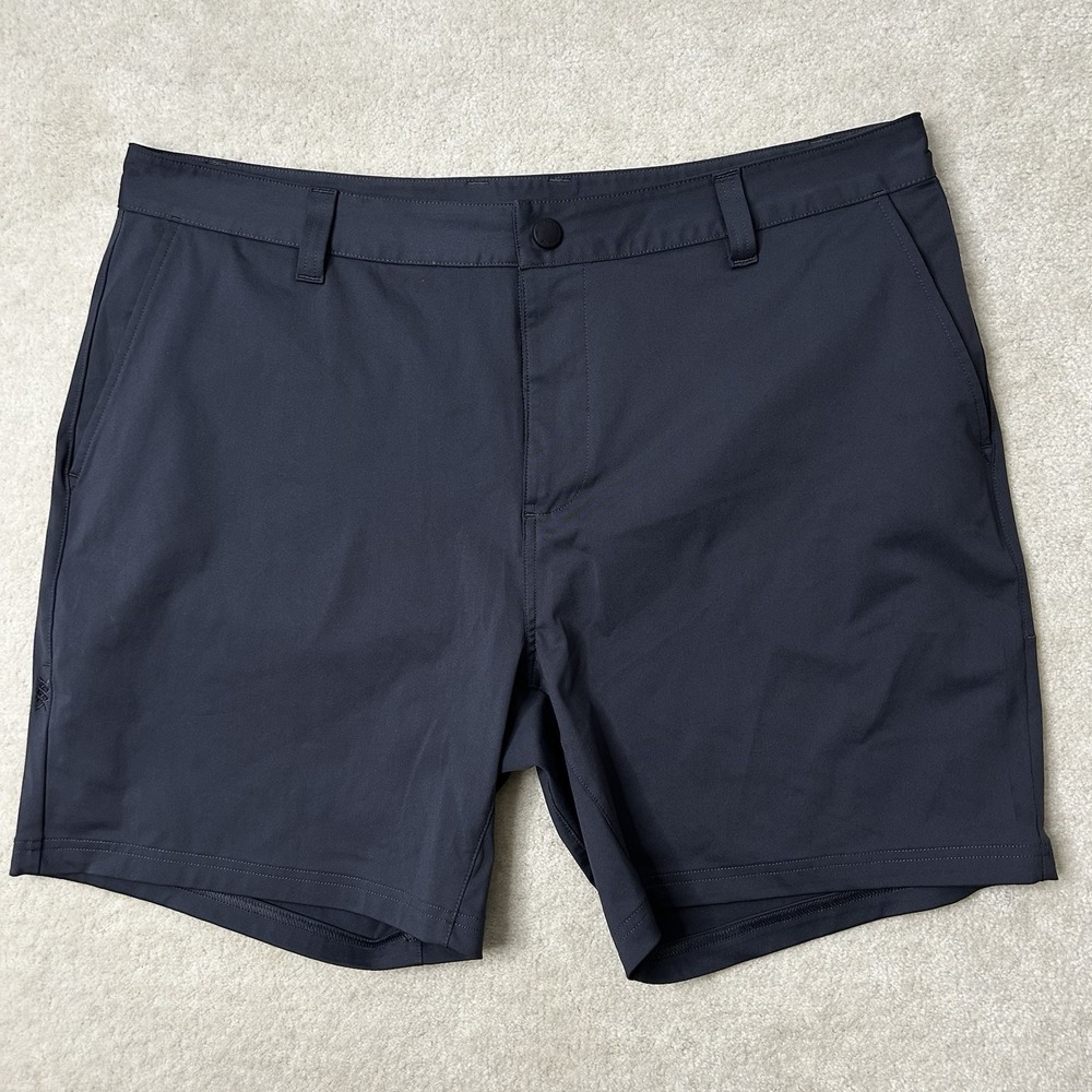 Rhone Commuter Chino Shorts Men's 36 Stretch Performance 7" Blue Flat Front